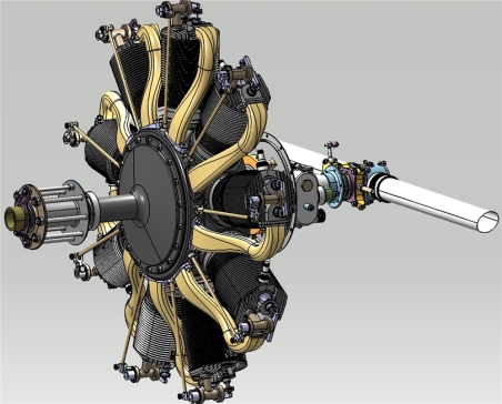 Bleriot星形9缸飞行发动机三维建模图纸CATIA设计附STP格式